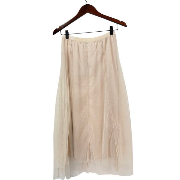 Lulu Fabulous Chicness Cream Tulle High-Rise Pull-on Midi Skirt size Small - Picture 4 of 6